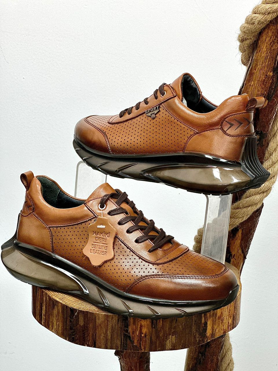 Sneakers hommes cuir marron