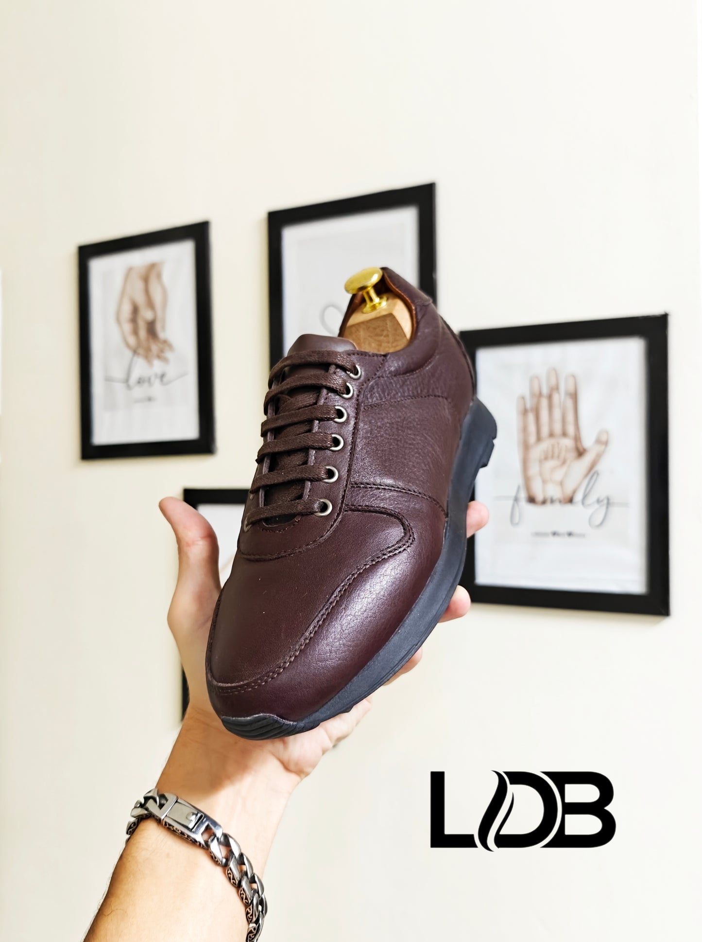 Chaussure Sneakers hommes cuir noir / marron