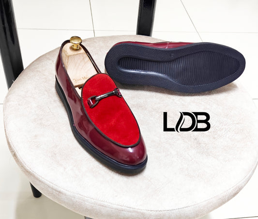 Mocassin miroir cassé rouge