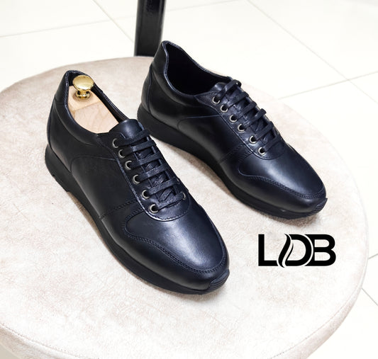 Chaussure Sneakers hommes cuir noir / marron